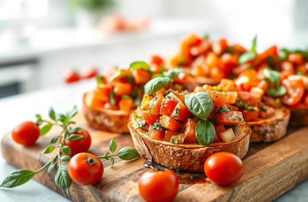Bruschetta de Tomate Tradicional e Irresistível para Você Imagem de Destaque