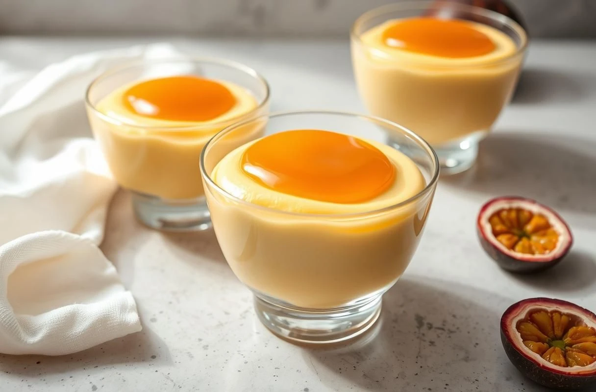 Mousse de Maracujá Com Gelatina de Maracujá
